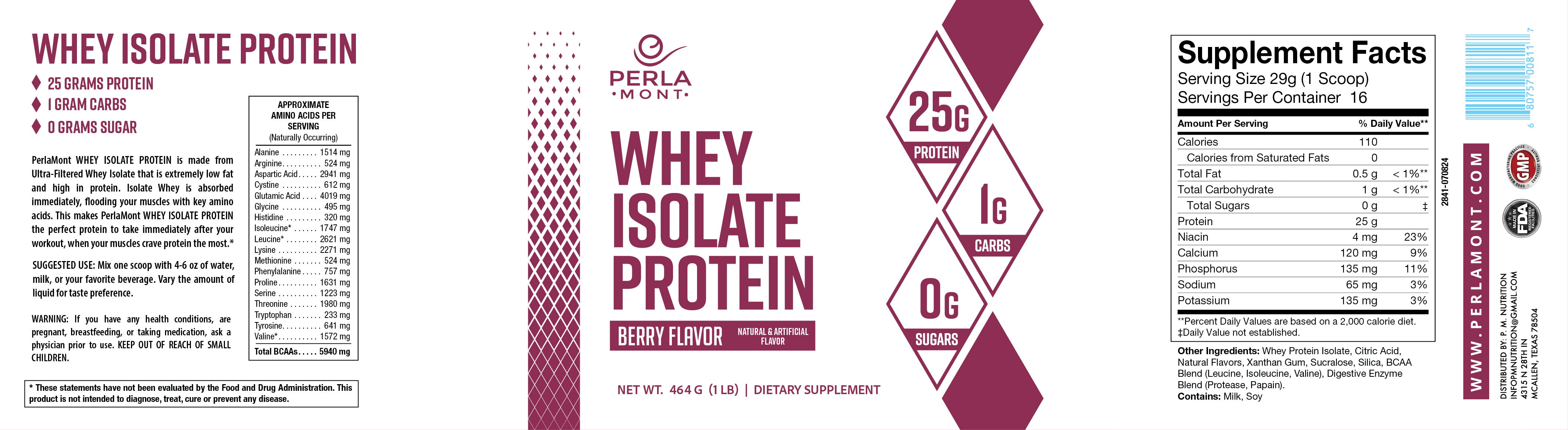 Whey Isolate Protein - 1 LB